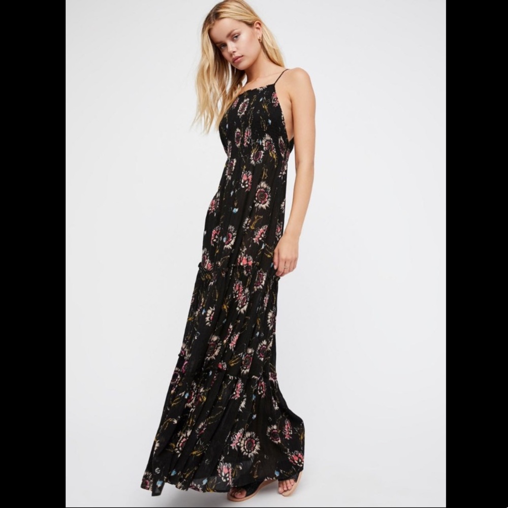 Free People Black Combo Maxi Dress.    B